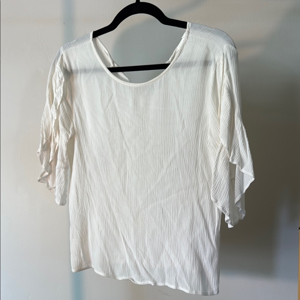 White Flutter Sleeve Boho Top